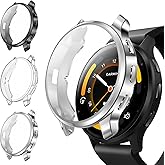 Fintie 3 Packs Screen Protector Case Compatible with Garmin Venu 3 (45mm), Soft TPU Plated Bumper Full Cover Protective Cases [Scratch-Proof], Black/Silver/Clear