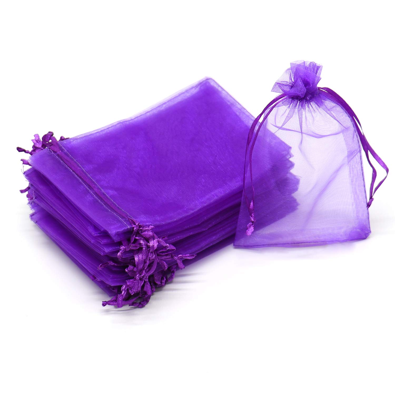 Dealglad® 50pcs Drawstring Organza Jewelry Candy Pouch Christmas Wedding Party Favor Gift Bags (3.5x4.5", Purple)