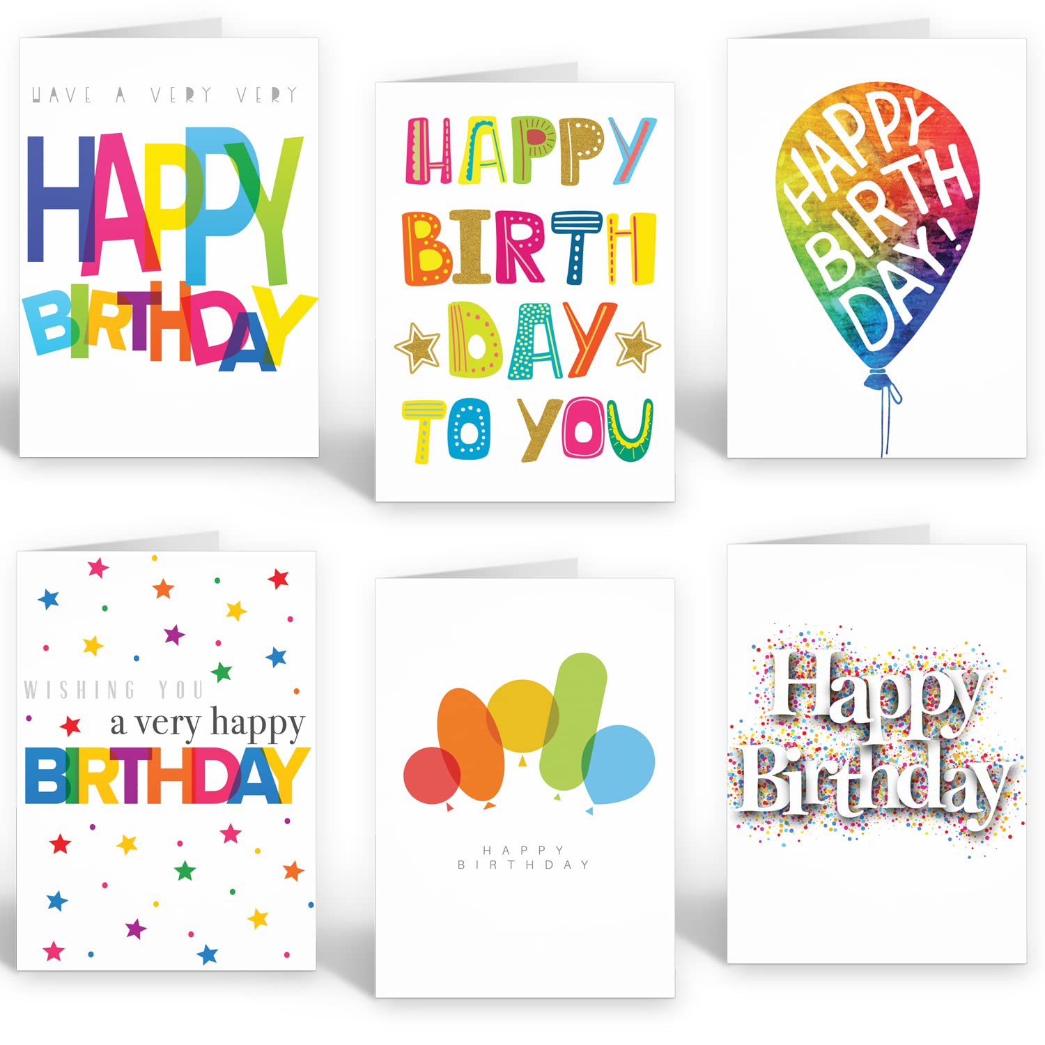 Ruby Ashley 30 Pack Colourful Birthday Cards - Multipack Happy Birthday Cards With Envelopes Box set For Adults and Kids - Set 6