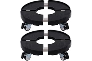 WOOYAN 2Packs Black Plant Stand with Wheels, Adjustable 15-20inch Large Round Rolling Plant Caddy with Casters Heavy Duty 440lbs Indoor Outdoor Planter Trolley Plant Dolly Rolling Tray Coaster…