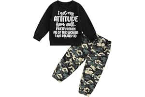 wdehow Toddler Kids Baby Boy Fall Outfits 1T 2T 3T 4T 5T Letter Print Long Sleeve Tops Camouflage Pants Winter Clothes Sets