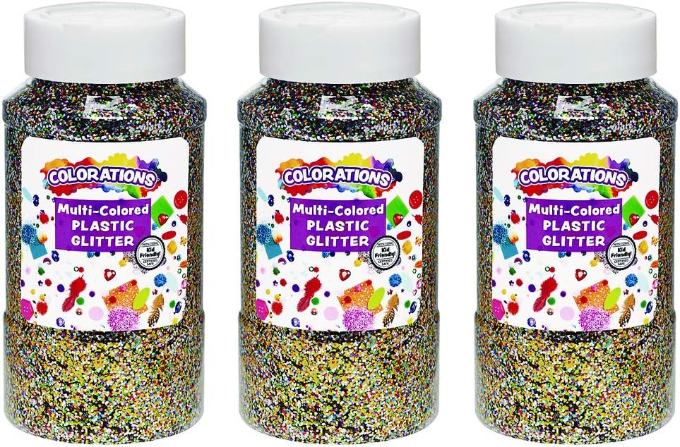 Colorations ExtraSafe Plastic Glitter, Multi 3 lbs