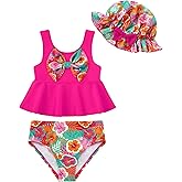 Redair Toddler Girl Swimsuit Baby Bikini Bathing Suit Ruffle Swimwear with Hat Pool Beach for 18Months-6T