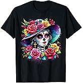 De Los Muertos La Catrina Day of The Dead Sugar Skull Women T-Shirt