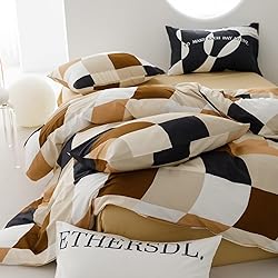Luxlovery Beige Plaid Comforter Set King Beige and