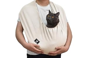 PAWPUBBY Cat Sling Carrier Critter Cuddler – Indoor Cozy Pet Sling for Cats, Kittens & Small Dogs, Soft Hands Free Cuddle Bag for Snuggling at Home with Cat and Kitty (Apricot, Large)