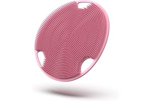Boie USA Flat Body Scrubber - Soft Silicone-Like Exfoliating Shower Scrubber & Body Cleansing Brush - Stick-to-Wall Loofah Replacement - Antimicrobial Body Exfoliator for All Skin Types - Pink