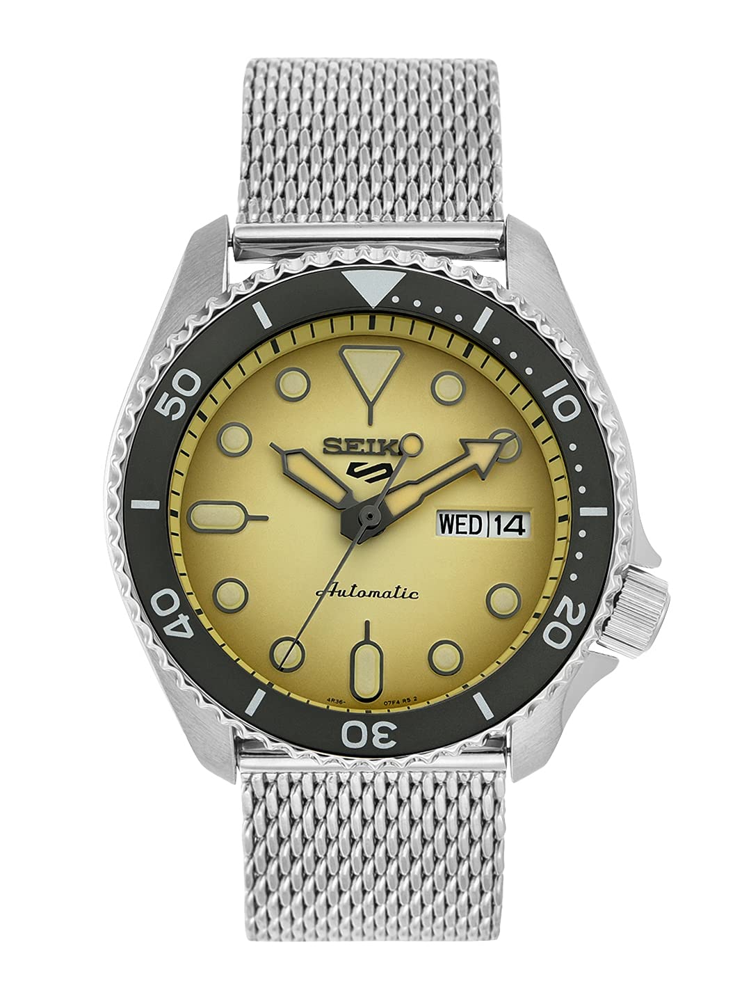 Seiko SRPD67K1 Men's Automatic Analog Stainless Steel Bracelet Watch Off White Strap