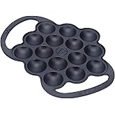 Victoria Cast Iron Poffertjes Dutch Pancake Pan with Loop Handles, Preseasoned with Flaxseed Oil, Made in Colombia