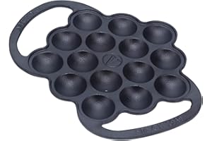 Victoria Cast-Iron Poffertjes Dutch Pancake Pan with Loop Handles, Preseasoned with Flaxseed Oil, Made in Colombia