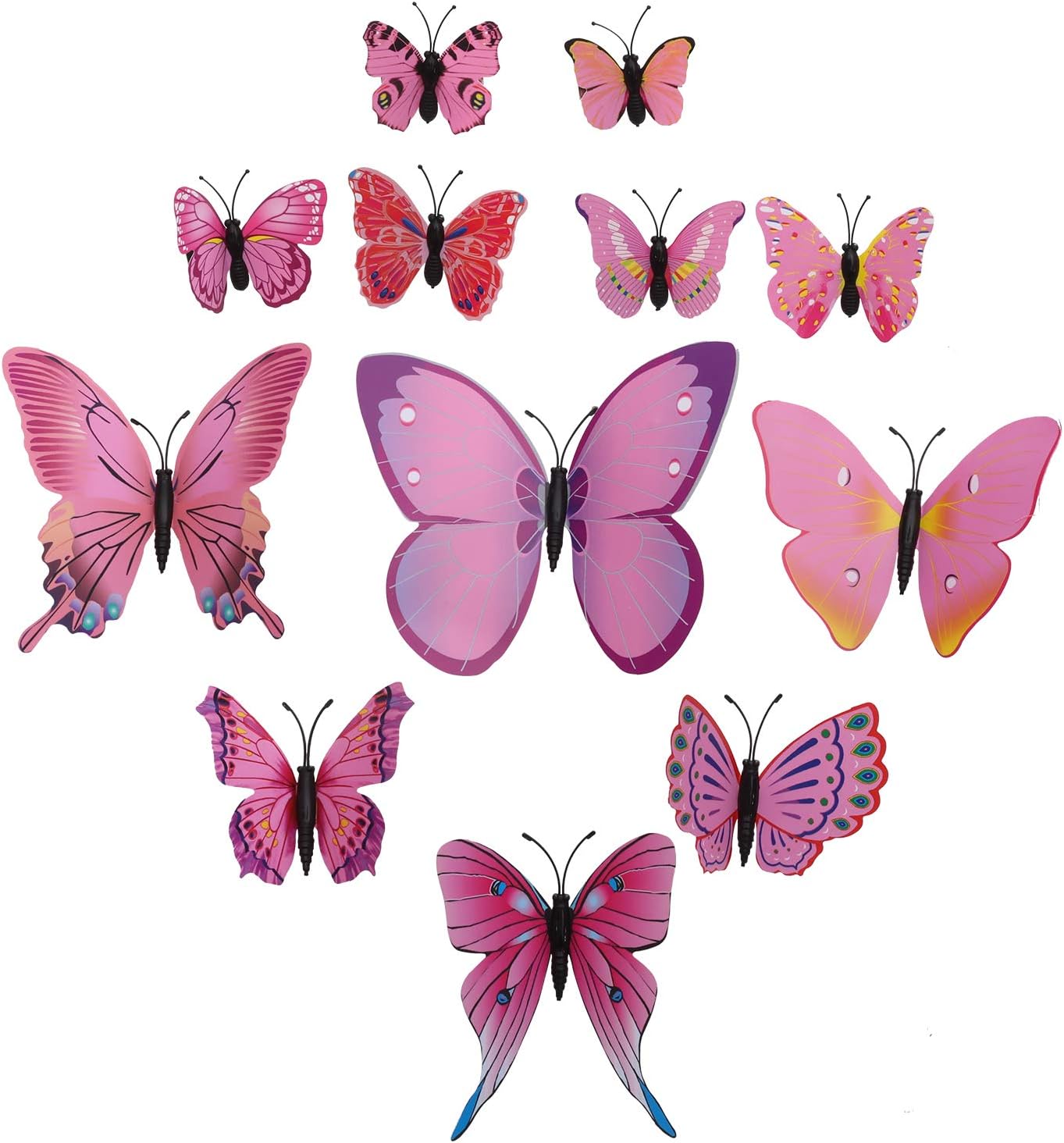 Butterfly Hair Clips for Girls - 12 Pcs Hair Barrettes for Girl Wedding Party Bride Headwear Hair Clips (Pink)