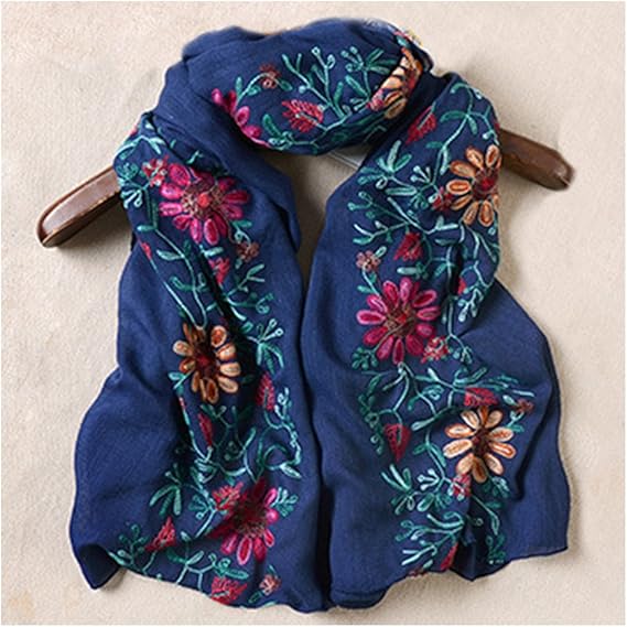 Amazon ショール ケープ 肩マント 肩掛け ストール シルクスカーフ スカーフ 花刺 ネイビー スカーフ 通販