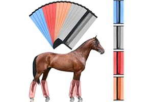 Bulyoou 16 Pcs Fly Boots for Horses Mesh Ventilated Horse Leggings Breathable Horse Leg Wraps to Reduce Stomping Hoof Damage and Leg Fatigue, 4 Colors (Classic Color)