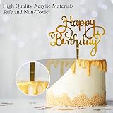 OWill 8 Pcs Happy Birthday Cake Toppers Gold Acrylic Double-Sided view 4