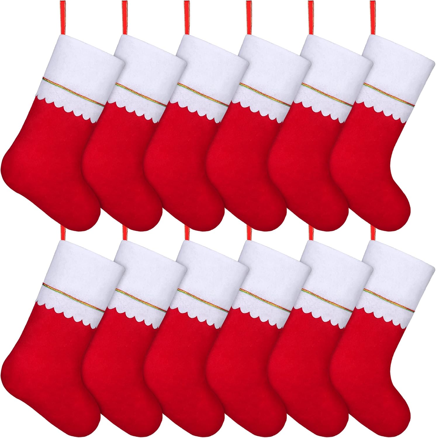 Stockings & Holders - ANVAVO 12 Pack Christmas Stockings Red Felt Xmas Fireplace Hanging Stockings 18 Inches Christmas Holiday Stockings for Family Holiday Xmas Party Decorations