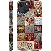 Piodaidy Compatible with iPhone 13,Durable & Shockproof Phone Case Cover Design - Collage Hearts Bird Flower Geometric