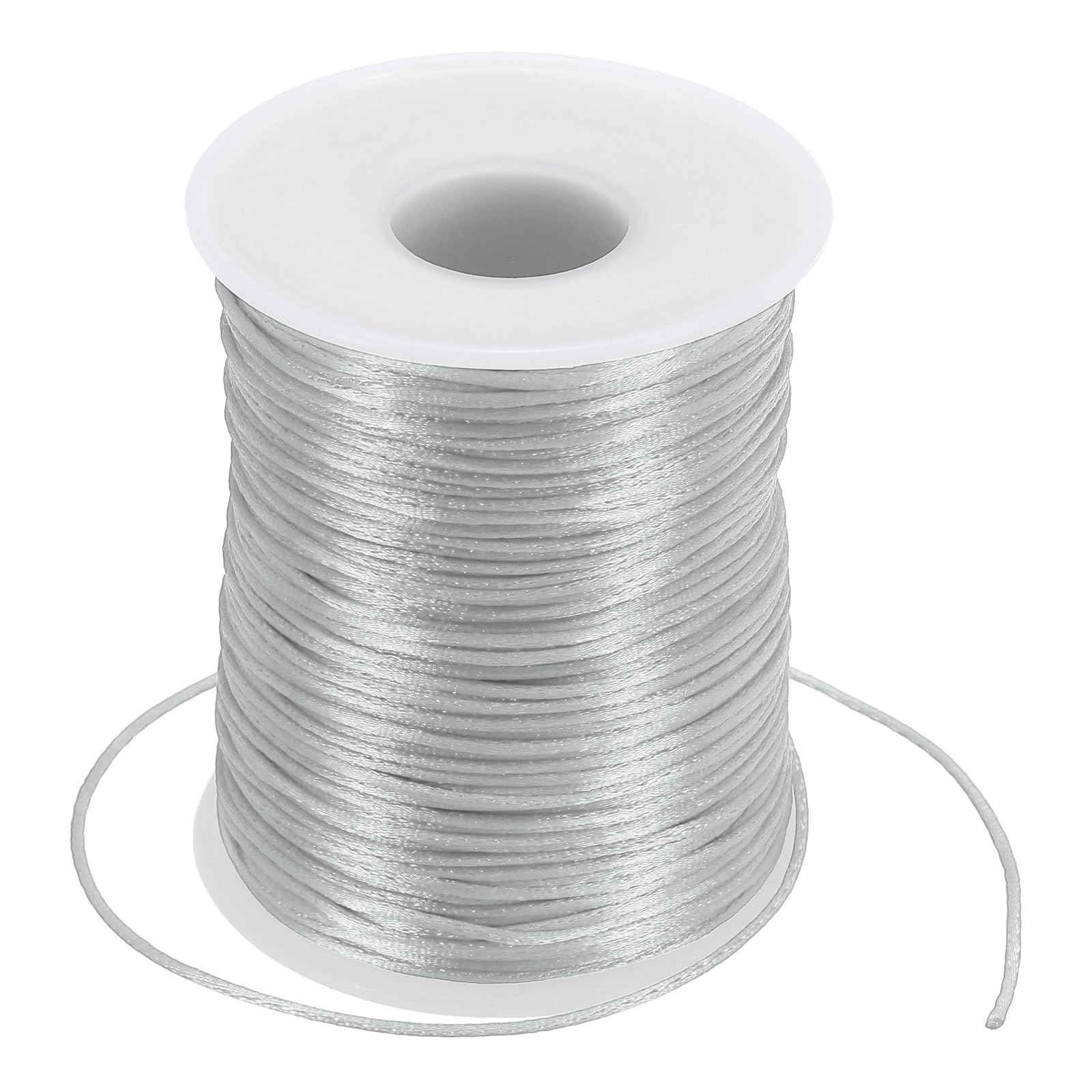 PATIKIL 1.5mm x 109 Yard Nylon Satin Cord, Nylon Beading String Knotting Cord Chain Braided Rope for Bracelets Jewelry Trim Chinese Knot, Gray