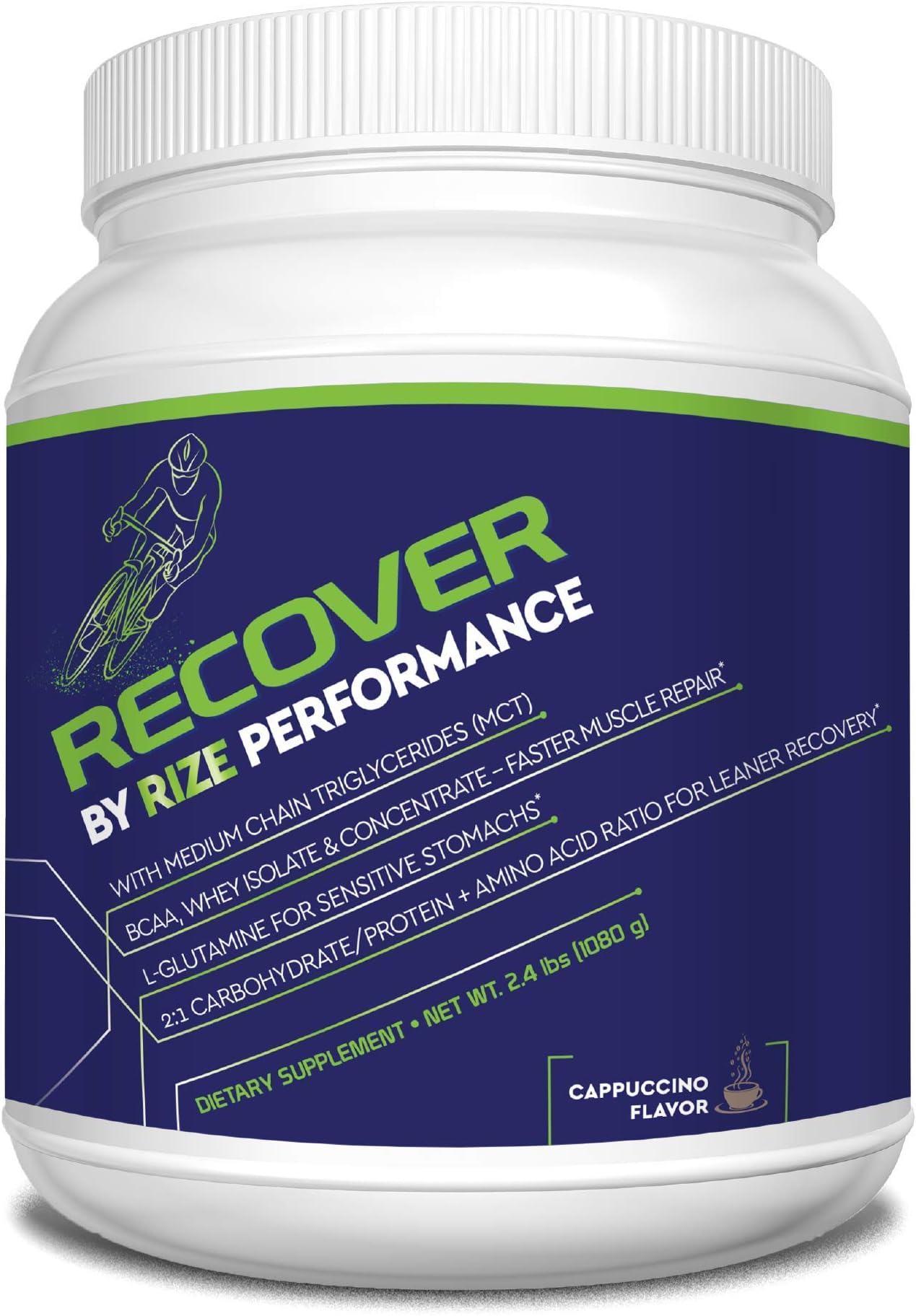Rize BCAA MCT Recovery Powder for Cyclists, Runners, and Athletes - All Natural Post Workout Muscle Recovery Supplement - Cappuccino 2.4 lbs