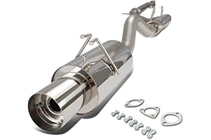 Auto Dynasty 4 Inches Round Muffler Tip Catback Exhaust System Compatible with 2006-2011 Honda Civic Si 2.0L l4, Stainless Steel