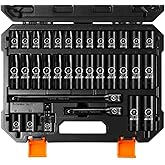 BOEN 1/2" Drive Impact Socket Set, 33 Piece Deep & Shallow Metric Socket Set 8mm to 22mm, Includes 5", 10" Extension Bars, Un