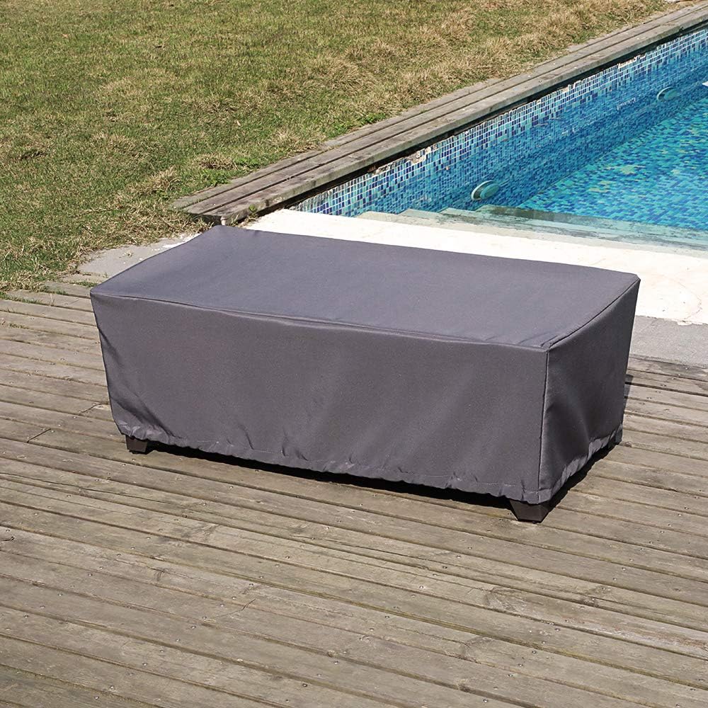 SUNSITT Outdoor Wicker Coffee Table with Waterproof Cover, Brown Synthetic Rattan Wicker Patio Table with Slat Top: Kitchen & Dining