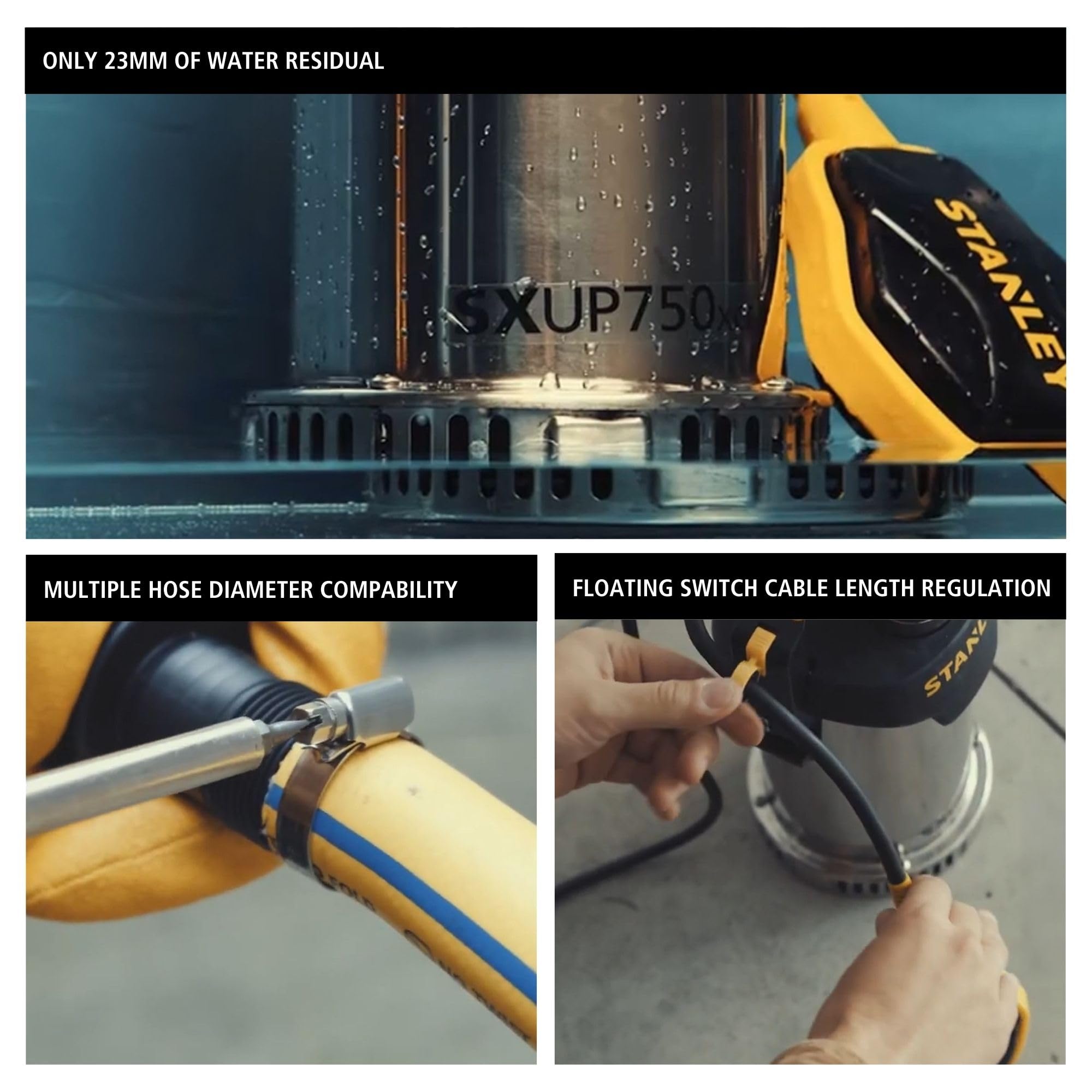 Stanley SXUP750XCE Tauchpumpe für Klarwasser (750 W, Förderleistung max. 11.000 l/h, Förderhöhe max. 8,5 m) A51768 Multicolor 4