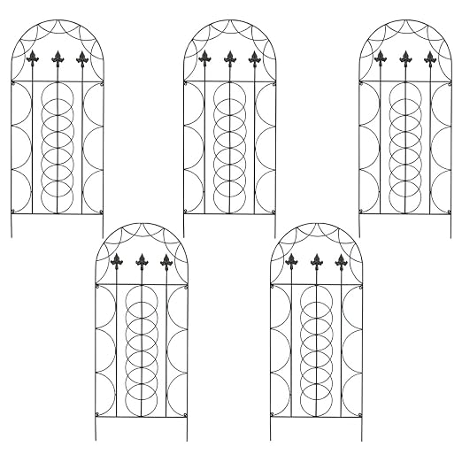 Set de 5 selecciones Fleur de Lis diseño Metal jardín enrejado ...