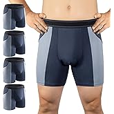 Carer Incontinence Underwear for Men Washable Mens Incontinence Underwear for Bladder Leak Protection 80ML Reusable Leak Proof Underwear for Men Urinary Incontinence Boxer Shorts (4 Blue, M)