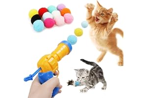 Mewlmart Cat Toys Interactive for Indoor Cats Halloween Cat Toys for Indoor Cats Self Play Cat Ball Toy Puff Balls Cat Enrichment Toys Pom Pom Balls Plush Ball Launcher for Cats 30 Balls