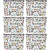 Sldpngo 6PCS Chicago Makeup Bag Chicago Themed Girls Trip Gifts Favors Chicago Travel Gifts Chicago Lover Gifts for Women Her Chicago Cosmetic Bag for Holiday Trip Vacation