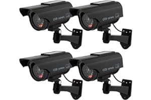 TOROTON Bullet Dummy Fake Surveillance Security CCTV Solar Powered Camera Simulation Monitor with LED Flashing Light, Outdoor