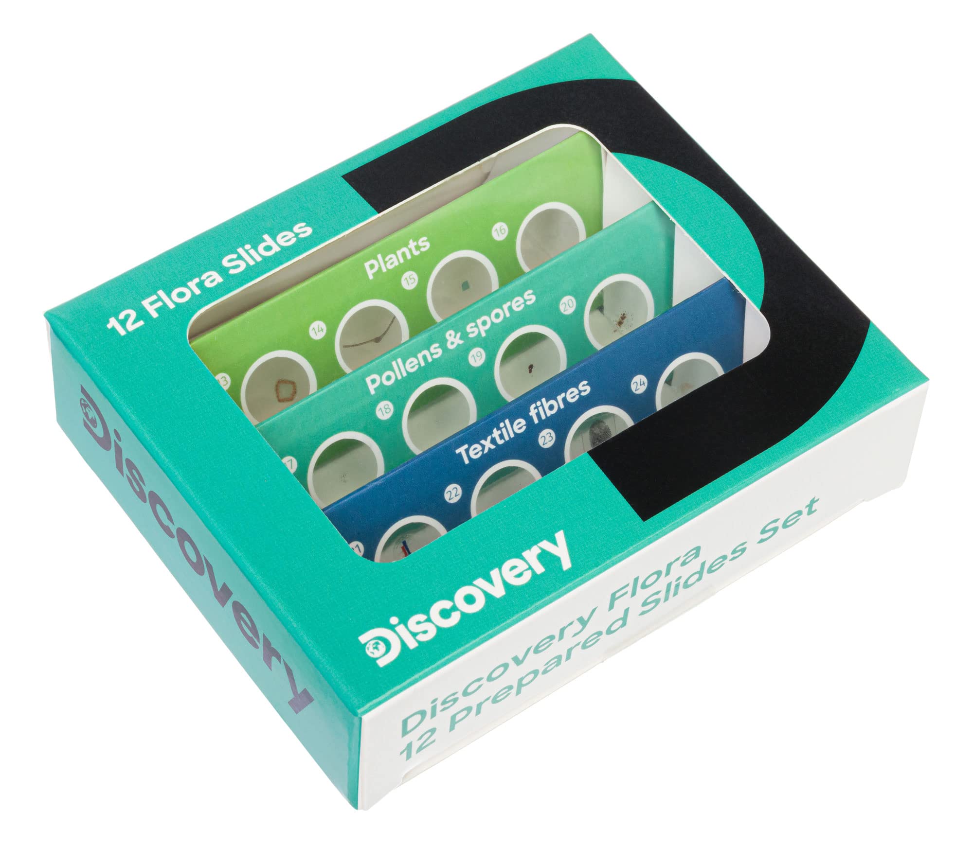 DISCOVERY Flora 12 Prepared Microscope Slides Set for Kids with 12 Ready-to-use Transparent Specimens on Botany