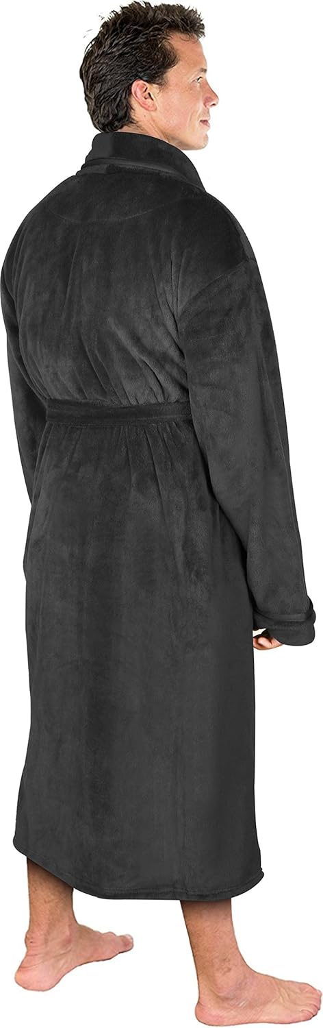 NY Threads Luxurious Men's Shawl Collar Fleece Bathrobe Spa Robe at  Men’s Clothing store