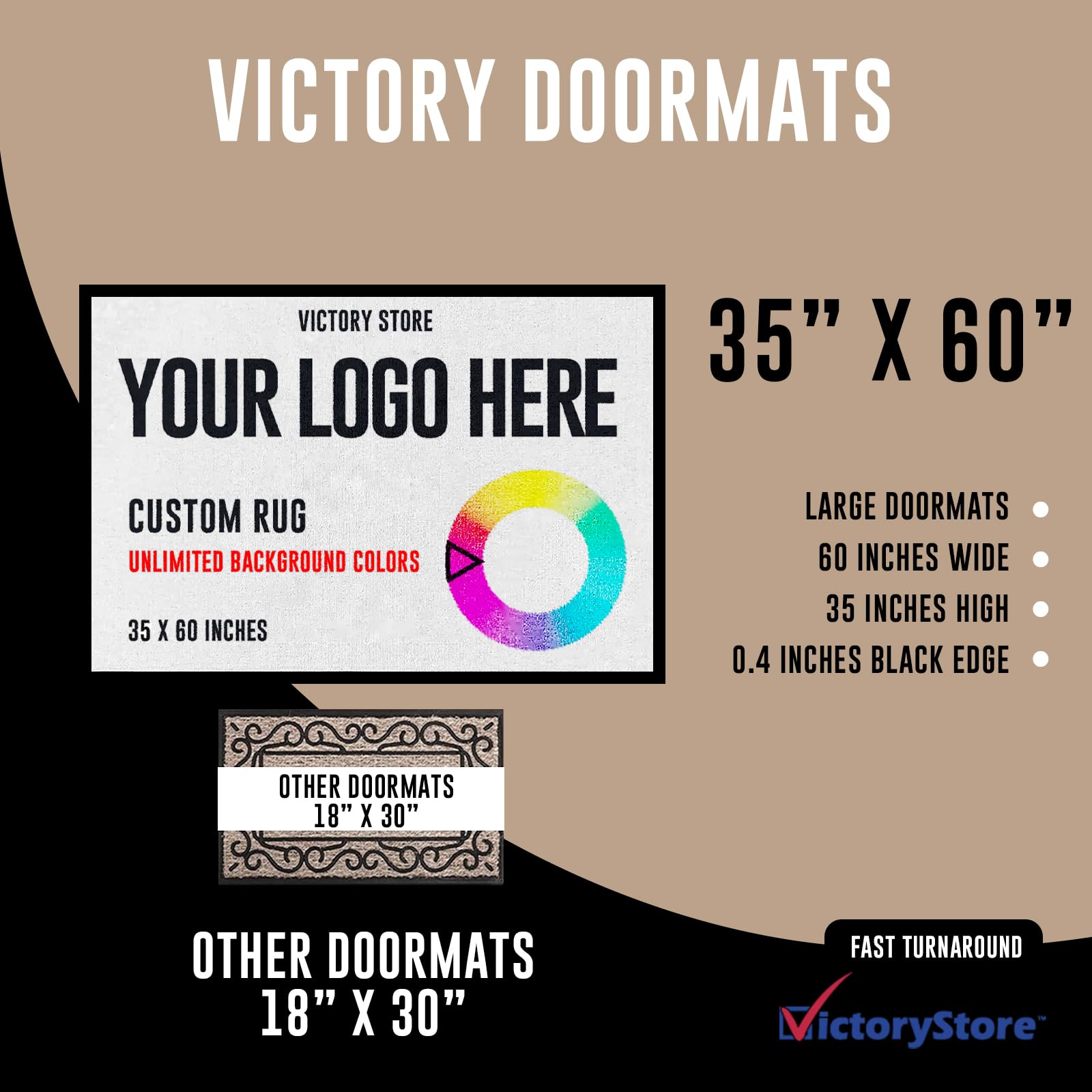 VictoryStore Custom Doormat 35x60 Inches, Set of 4, Any Color, Custom Logo Doormat Full Color Print, Large Custom Commercial Doormat, Set of 4 - Image 3