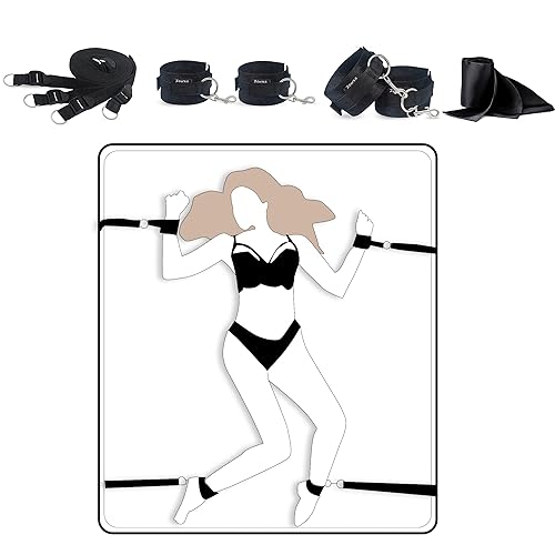 Sex Bondage BDSM Kit Restraints Set Bed Restraints Extremely Stable BDSM  Restraint Set with Bed Restraints, Hand Cuffs, Shackles, Blindfold SM Games  Adults Sex Toys for Women and Couples in Dubai -