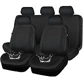 CAR Pass Neoprene Waterproof Seat Covers, Universal Fit Black Full Sets, Protective Interior Covers for Auto SUV, Vans, Sedan