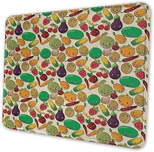 Anime Wireless Mouse Pad Various Vegetables and Fruits with Kawaii Faces Healthy Food as Sweet Characters Mouse Pad for Men Funny Multicolor, 12 x 28 inches
