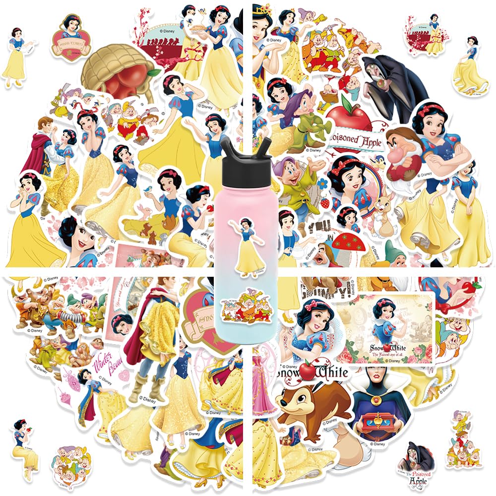View 1 of  Mixed Cartoon Disney Snow White Stickers Gifts for Kids Girl Laptop, Cute Waterproof Vinyl Cartoon Decal for Teen Water Bottle Bike Guitar Phone Skateboard Luggage (Snow White)