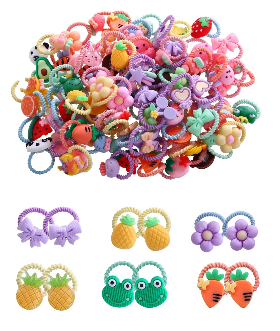 Photo 1 of 100pcs Mix Colors Girl's Elastic Hair Ties Soft Rubber Bands Hair Bands Holders Pigtails Hair Accessories for Girls Infants Toddlers Kids Teens and Children 100A