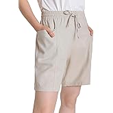 Weintee Women's Linen Shorts 7 Inch Inseam