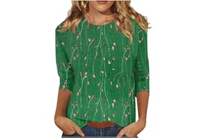 SERYU 3/4 Sleeve Tops for Women Round Neck Loose Casual Shirts Blouses Floral Print Tshirts