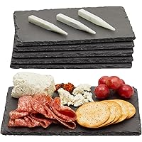 6-Piece Mini Charcuterie Boards with Chalk, Individual Stone Plates for Cheese, Meat, Appetizers, Sushi Plate for Brunch, Din