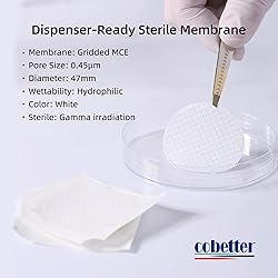 COBETTER 100Pack MCE Gridded Membrane Filter 47mm