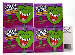 Jolly Rancher Jello Shot Bundle: Jolly Rancher Green Apple Jello Gelatin (Pack of Four 3oz boxes - Now from the Kraft Heinz Food Company) and Green Apple Jello Shot Recipe Card from Carefree Caribou!