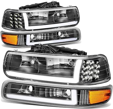 Amazon Com 4pcs Black Housing Amber Corner Led Drl Headlight Bumper Lamps Replacement For Chevy Silverado Suburban Tahoe 99 06 Automotive