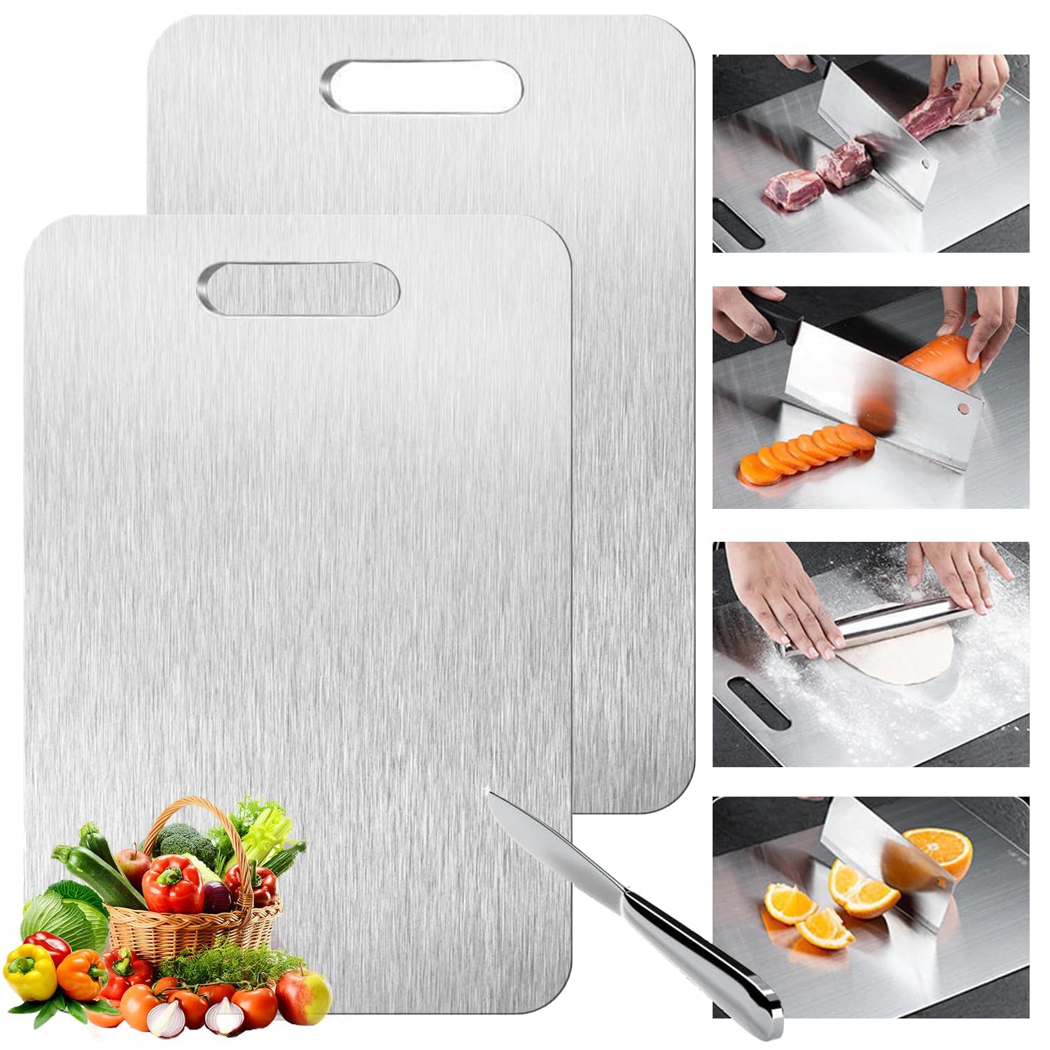 Photo 1 of Megecy Titanium Cutting Board - 2 pack Titanium Cutting Boards for Kitchen,Double Sided Titanium Cutting Mat,Non Stick Chopping Board Easy to Clean?7.67 * 11816in?