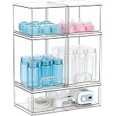 Baby Bottle Organizer, 5 Drawers Stackable Acrylic Storage | Large Capacity Countertop Organizer for Baby Bottles, Pump Parts