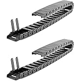 QWORK R28 Semi Enclosed Type Cable Drag Chain Wire Carrier, 2 Pack High Toughness Plastic Chain 1M/3.28 Ft Length, 18mm x 50mm (Inner H x Inner W)