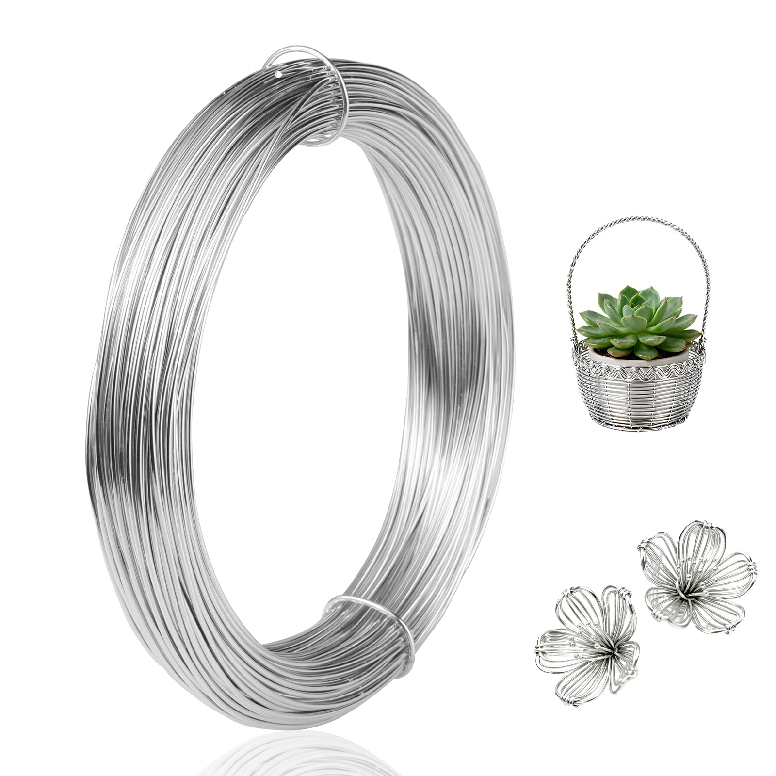 Photo 1 of 18 Gauge Craft Wire, 99 Feet 1mm Floral Wire Bendable Wire for Jewelry Making, Garden, Sculpting, Floral & Wreath Crafts, Silver Aluminum