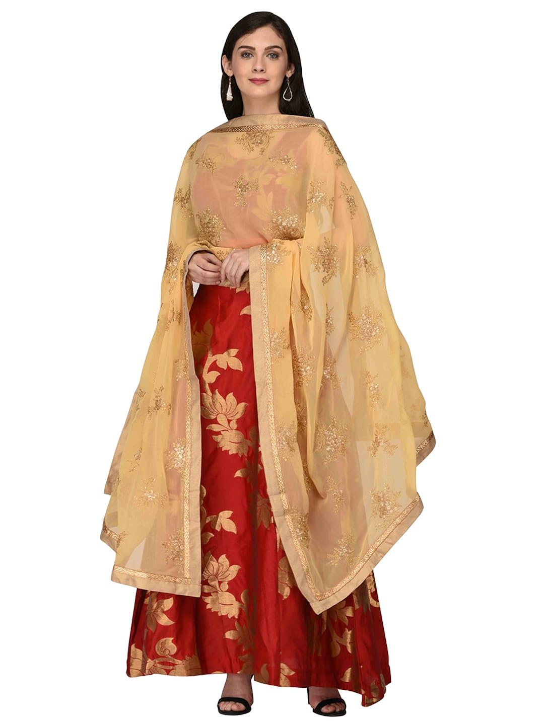 dupatta bazaar woman's georgette dupatta with gold embroidery.